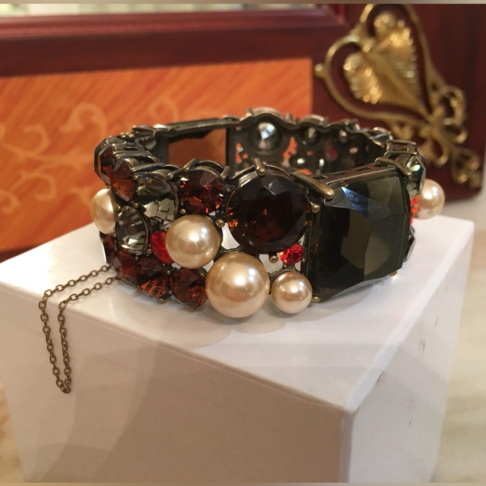 St.John vintage Statement bracelet with semi precious stones and pearls